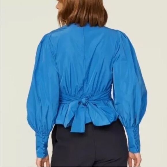 Veronica Beard Seema Royal blue Tafetta Blouse size 4 - Picture 2 of 6